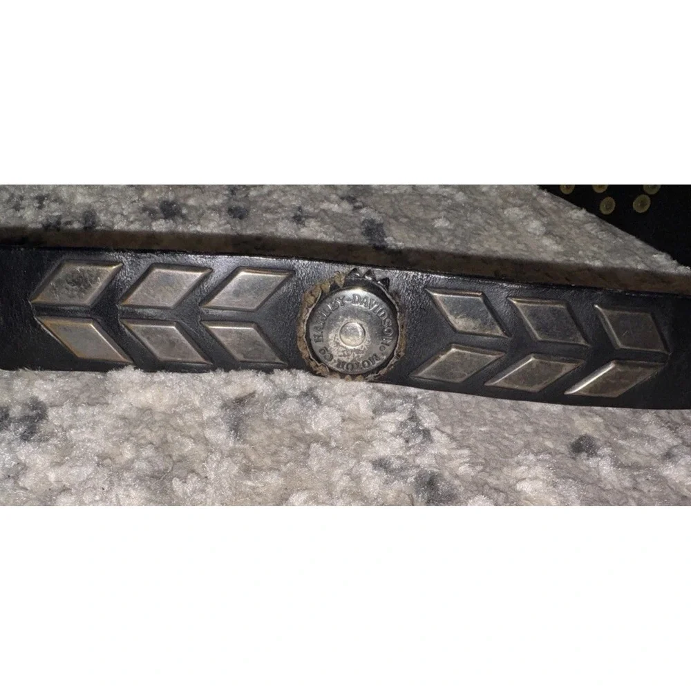 Vtg Harley Davidson 97746 Black Leather Ornate Detail Belt Mens Sz Sz 32 / 34